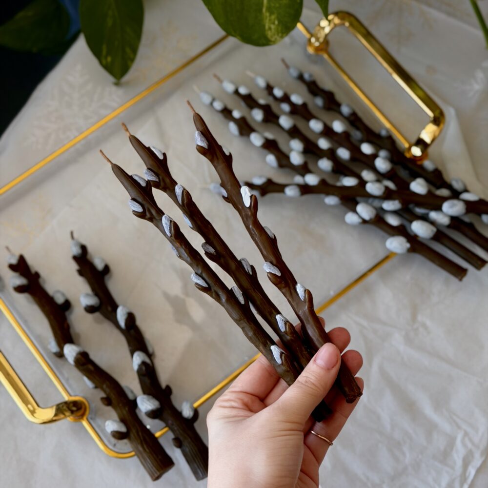 набір свічка Верба S +підсвічник ягня