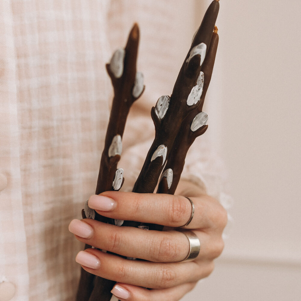 набір свічка Верба S +підсвічник ягня